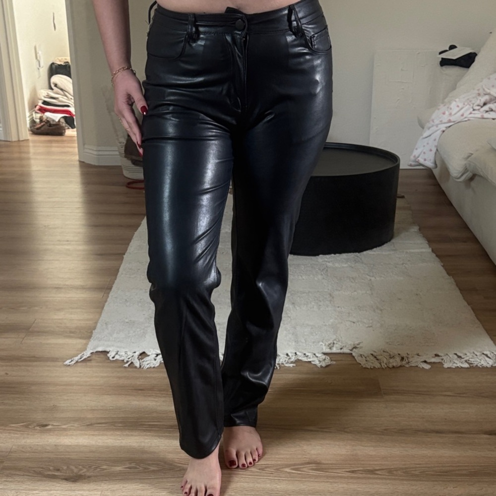 Black Faux Leather Pants